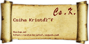 Csiha Kristóf névjegykártya